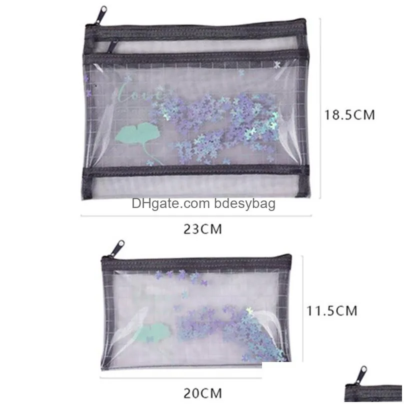 make up organizer bag toiletry bathing storage bag women waterproof transparent floral pvc travel cosmetic bag pencil case ct0266