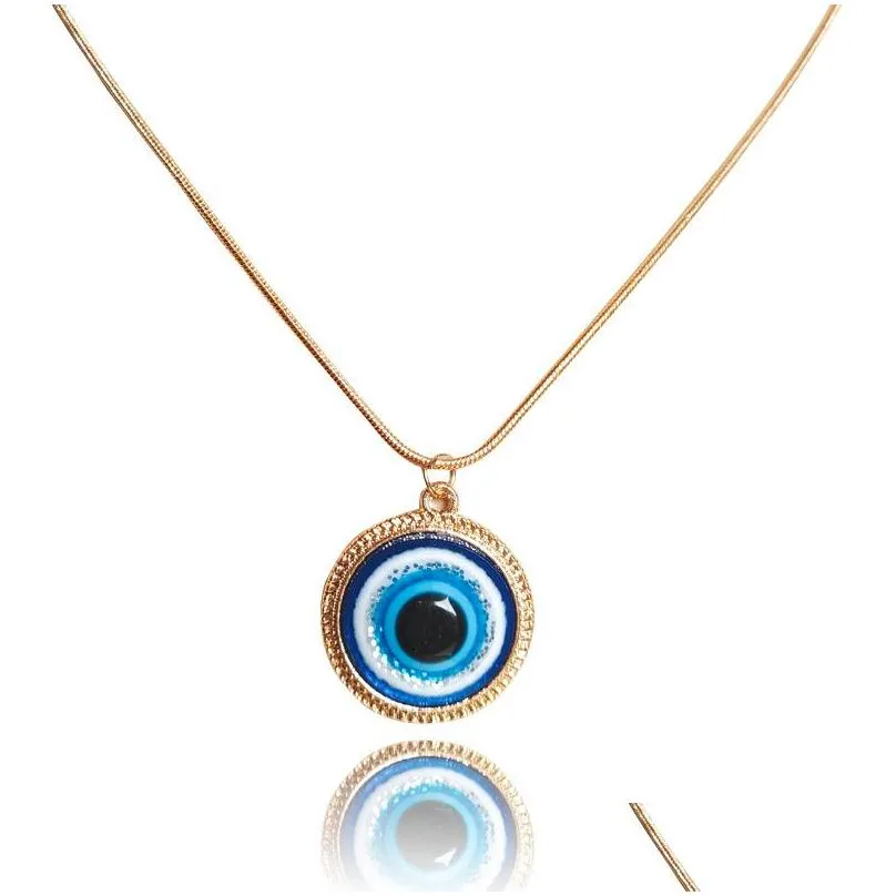 Pendant Necklaces Evil Eye Necklace Turkish Blue Glass Pendant Necklaces Lucky Protection Jewelry Drop Delivery Jewelry Necklaces Pend Dhb4M