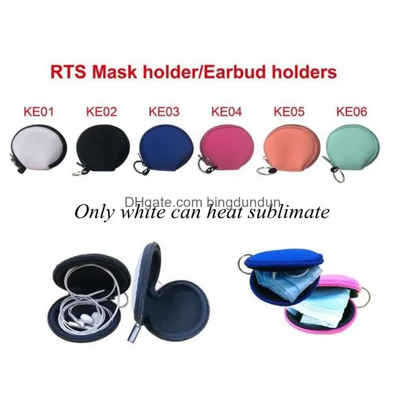 Storage Bags Sublimation Blank Neoprene Small Coin Purse Face Mask Holder Earphone Bags Zipper Printing Solid Pouch Yya5128927895 Drop Dhbnh