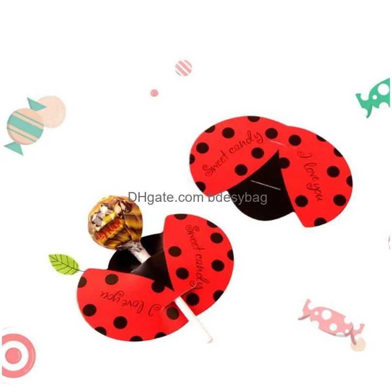 candy lollipop decoration gift cute bees ladybug butterfly design lollipop card lovely props kids birthday party candy decoration