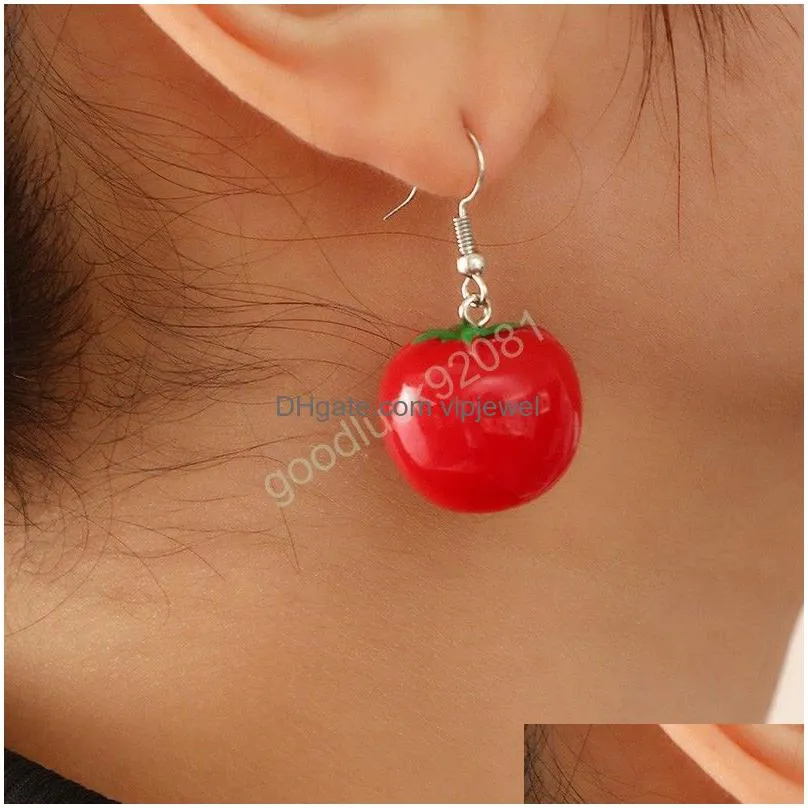 fashion simulation vegetable dangle earrings creative eggplant tomato corn carrot plastic pendant drop earrings women jewelry