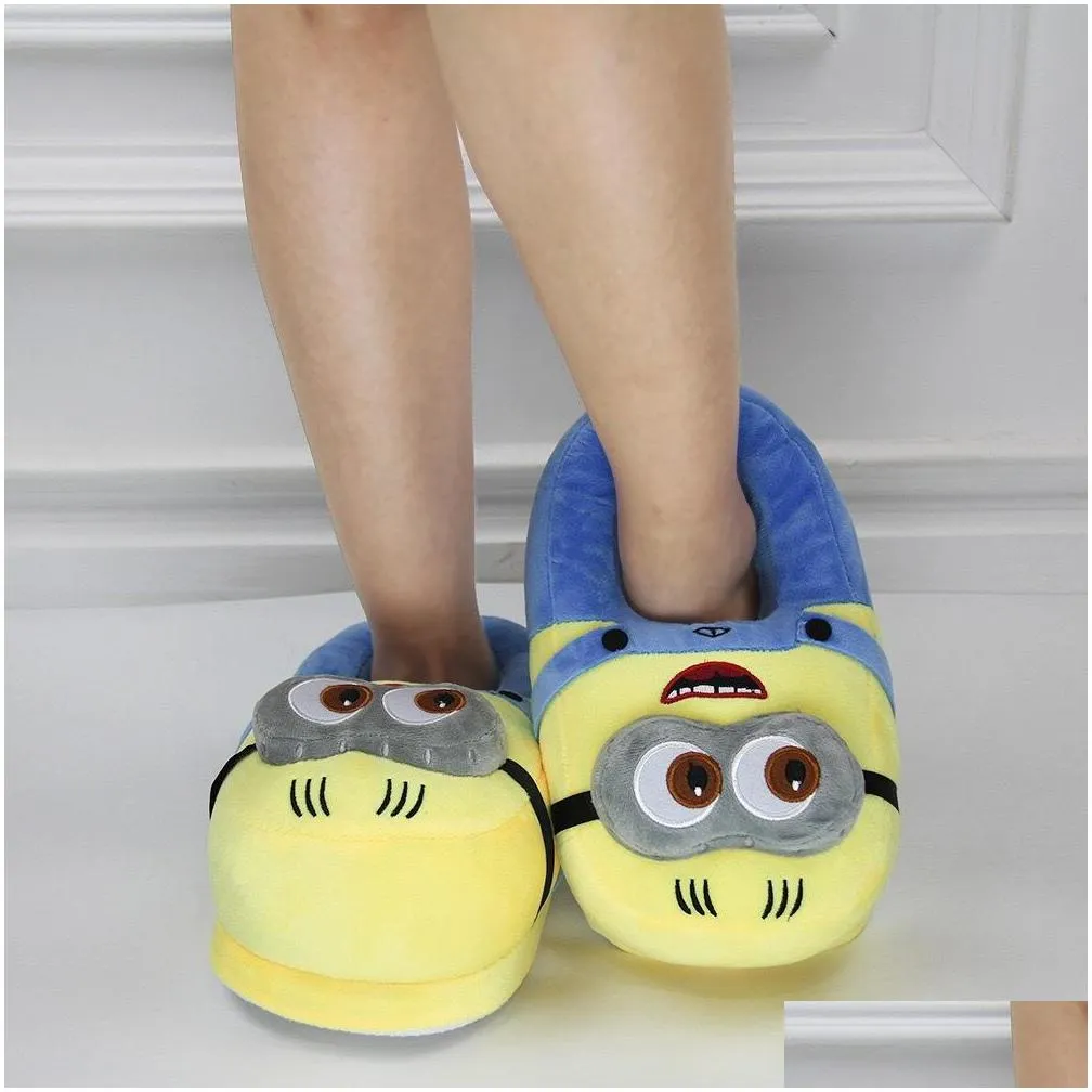 anime slippers indoor slippers slippers y200706 cute cartoon cute minion plush winter home for adults women men