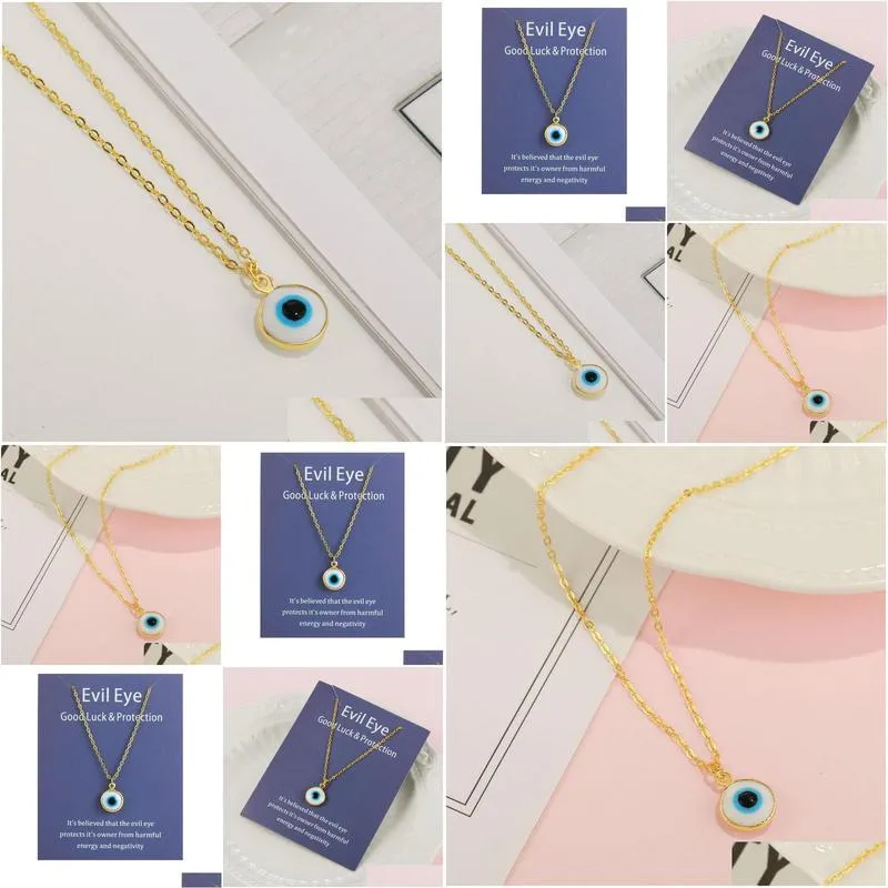 Pendant Necklaces Evil Eye Necklace With Card Turkish Blue Eyes Pendant Necklaces For Women Men Good Luck Fashion Jewelry Drop Deliver Dh5J9