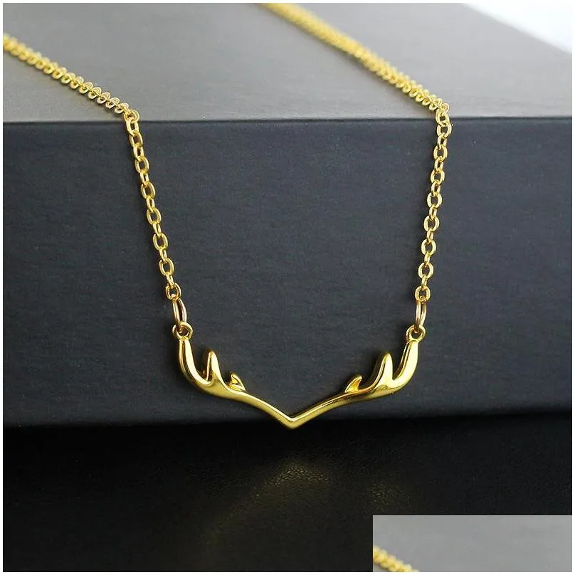 Pendant Necklaces Deer Antlers Pendant Necklaces For Women Girls Elk Necklace Fashion Jewelry Gift Drop Delivery Jewelry Necklaces Pen Dh4Pv