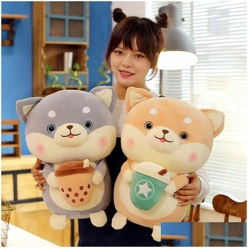 New akita dog plush toy doll wholesale cute large Shiba inu sleeping pillow tea cup doll Milk cups muppet gifts