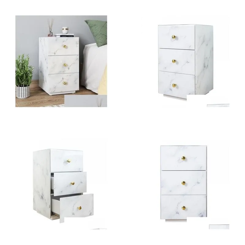 US STOCK~ FAST Shipping U_STYLE 3-Drawer Nightstand Storage soild Wood Cabinet nightands morden Bedroom Furniture W104337374 TTK