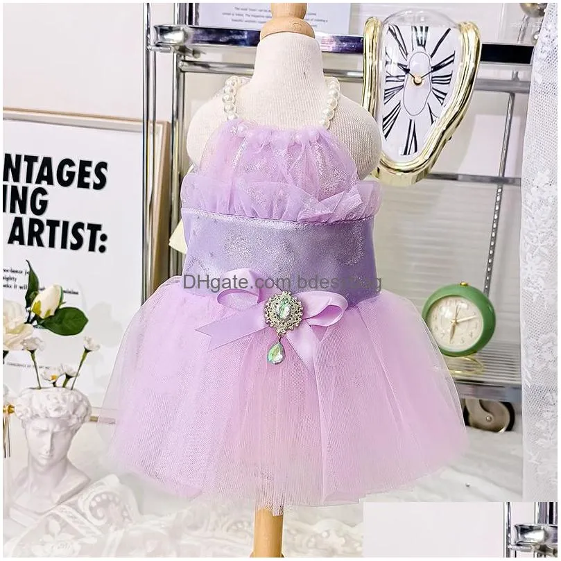 Dog Apparel Dog Apparel Pet Wedding Dress Summer Clothes Skirt Cat Yorkshire Terrier Pomeranian Shih Tzu Maltese Poodle Schnauzer Clot Dhvea