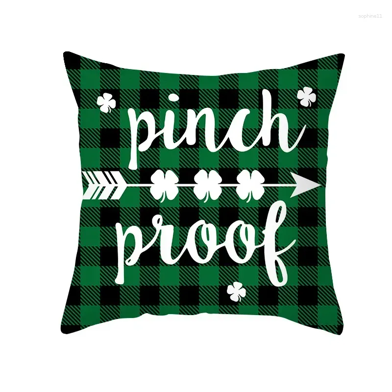 Pillow Case Pillow Case Irish Holiday Party Plaid Sofa Cushion Er St. Patricks Day Peach Skin Printing For Home Decoration Drop Delive Dhoxb