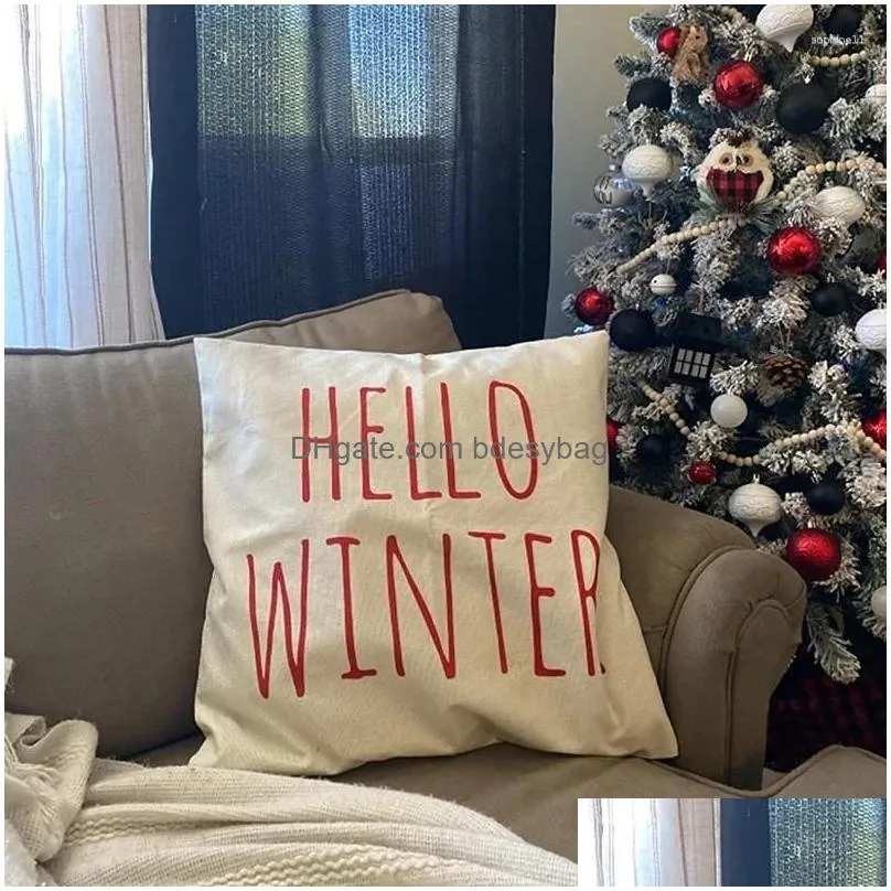 Cushion/Decorative Pillow Pillow Red Christmas Pillows Soft Ers For Living Room Sofa Couch Throw Decorative Pillowcase Bed Warm Color Dhzsg
