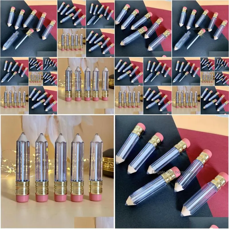 Storage Bottles & Jars Storage Bottles 50Pcs 5Ml Empty Lip Gloss Tube Container Clear Tubes Pencil Shape Lipstick Refillable Lipgloss Dhucc