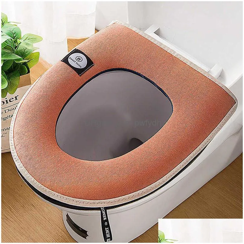 toilet seat covers universal toilet seat cover winter warm soft wc mat bathroom washable removable zipper with flip lidhandle waterproof