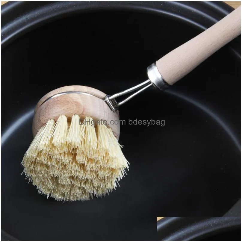 natural beech cleaning brush wooden long handle washing brushes multifunctional kitchen cleaning tool for dish bottle pot lx2712