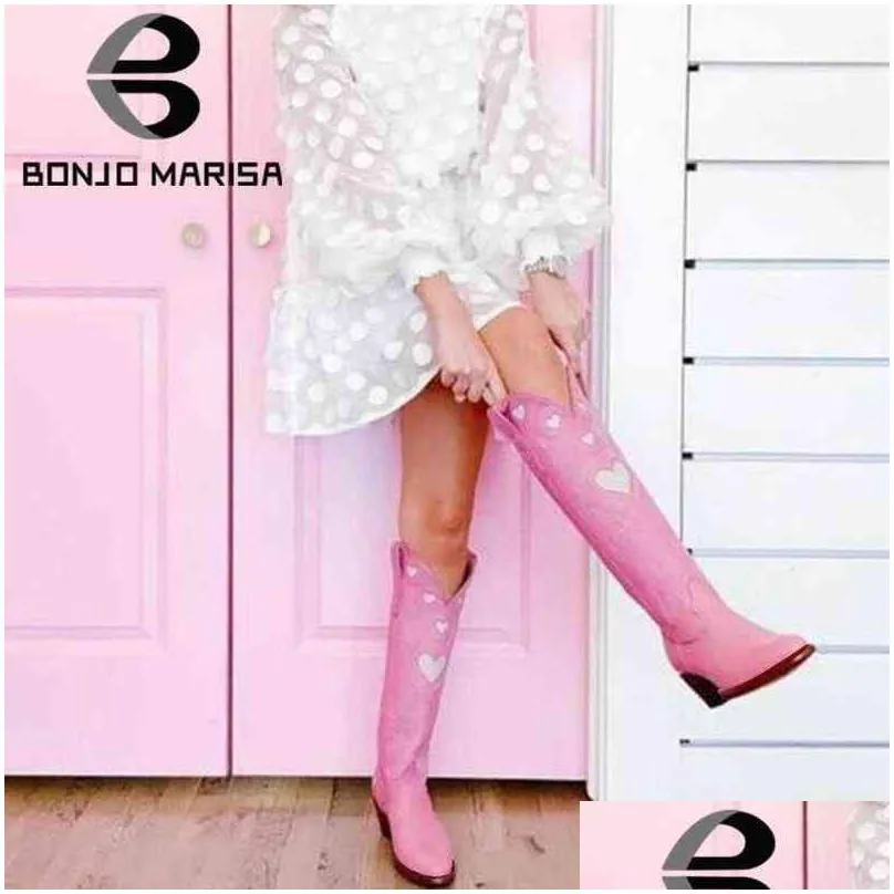 boots brand fashion colorful love heart colorful ridding western boots for women cowgirl  chunky heel women mid calf boots