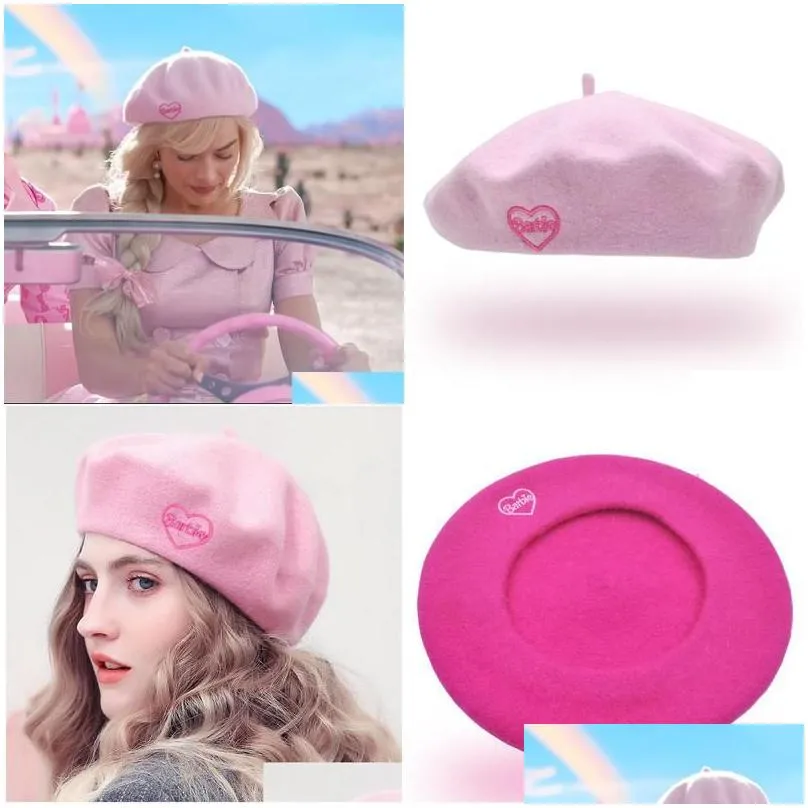 Ball Caps Pink Beret Film And Teion Same Hat Wool Artist Autumn Winter Womens Drop Delivery Fashion Accessories Hats Scarves Gloves