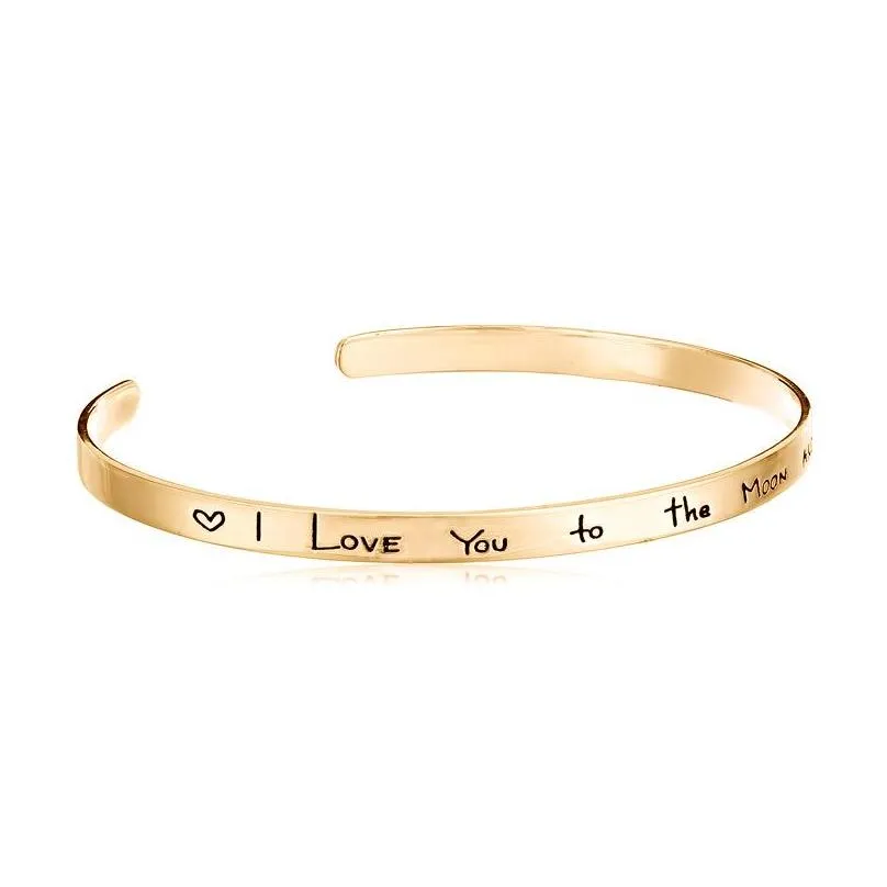 Bangle Adjustable Cuff Bangle Bracelets For Women Engraved Quote Inspirational Bracelet Birthday Christmas Drop Delivery Jewelry Brace Dhamt