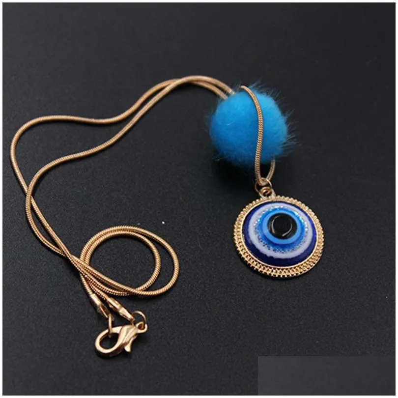 Pendant Necklaces Evil Eye Necklace Turkish Blue Glass Pendant Necklaces Lucky Protection Jewelry Drop Delivery Jewelry Necklaces Pend Dhb4M