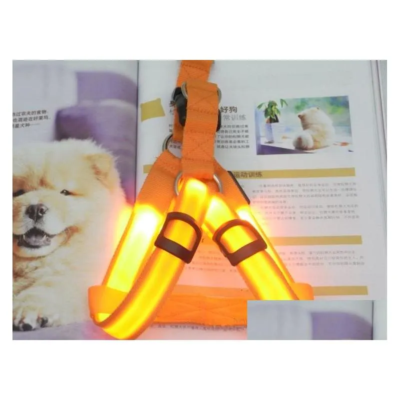 Led Dog Harness Safety Dog Pet Belt Harness Glow Flashing Light Collar Pet Belt Harness Leash Tether Dog Supplies Leashes Pet