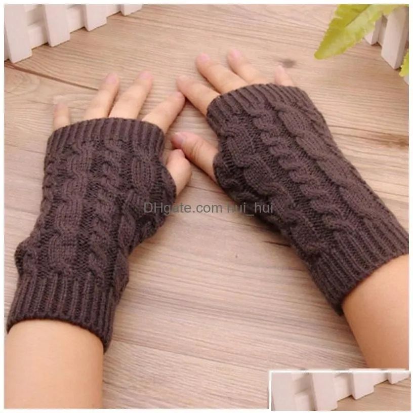 fingerless gloves winter unisex women knitted long arm warmer wool half finger mittens 12pairslot4228703 drop delivery fashion acces
