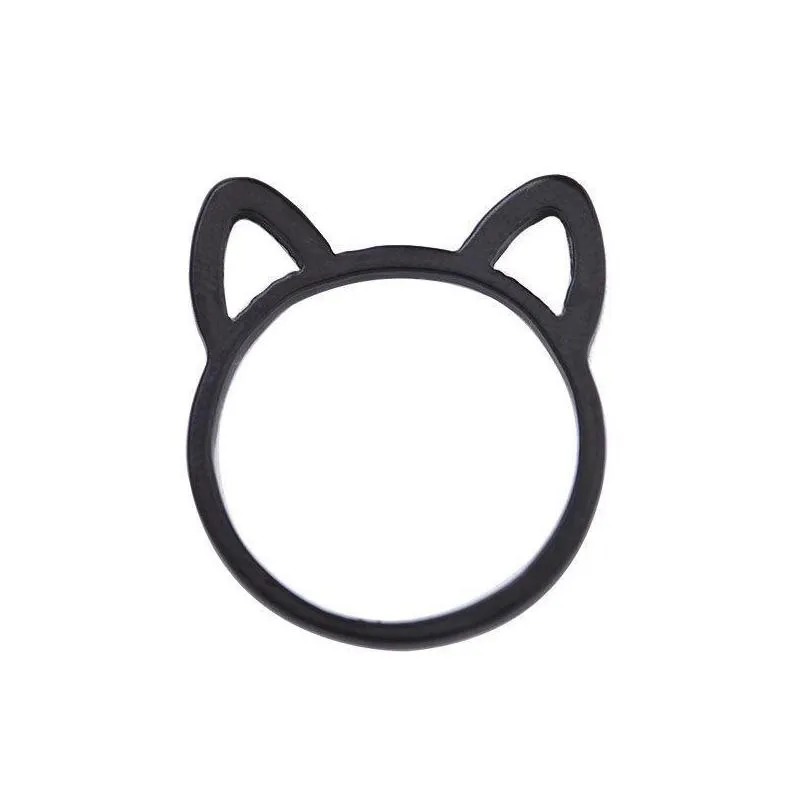 Band Rings Cute Cat Ears Band Ring Rings Animal Ear For Women Girls Fashion Jewelry Drop Delivery Jewelry Ring Dhhwt