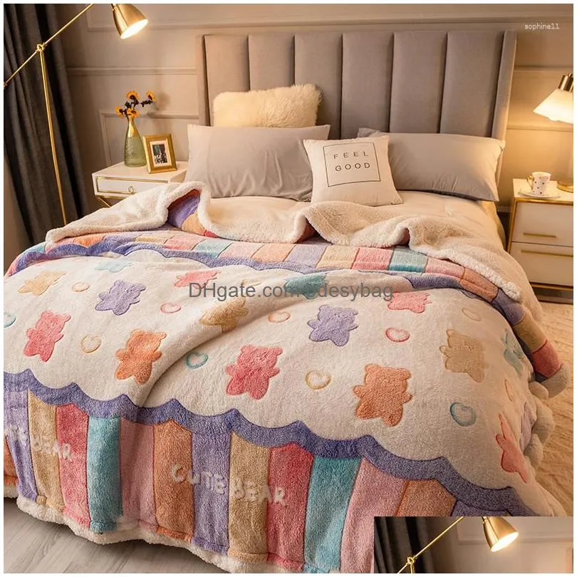 Blankets Blankets Winter Bed Solid Color Fleece Throws Adt Thick Warm Sofa Blanket Super Soft Duvet Er Luxury Drop Delivery Home Garde Dhazd