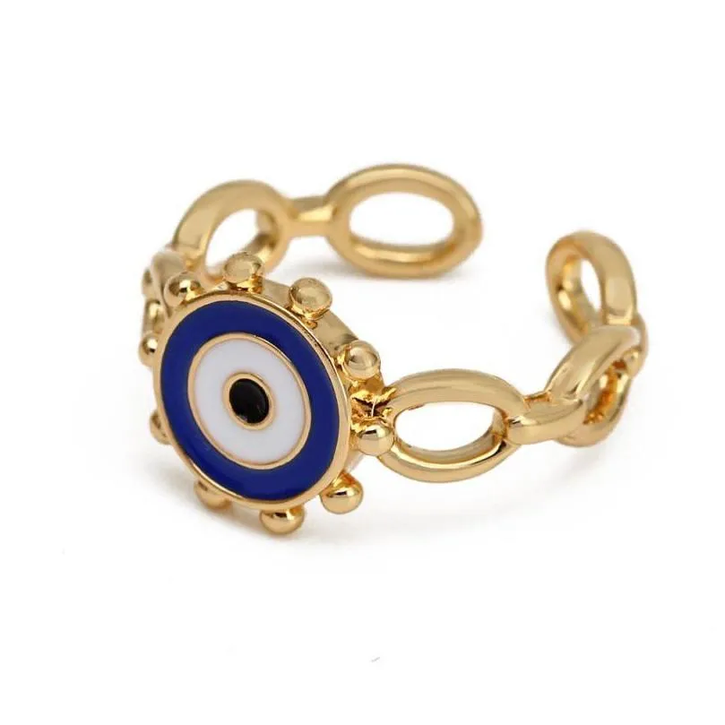 Band Rings Turkish Evil Eye Rings For Women Girls Blue Eyes Finger Ring Adjustable Open Copper Fashion Jewelry Drop Delivery Jewelry R Dh0It