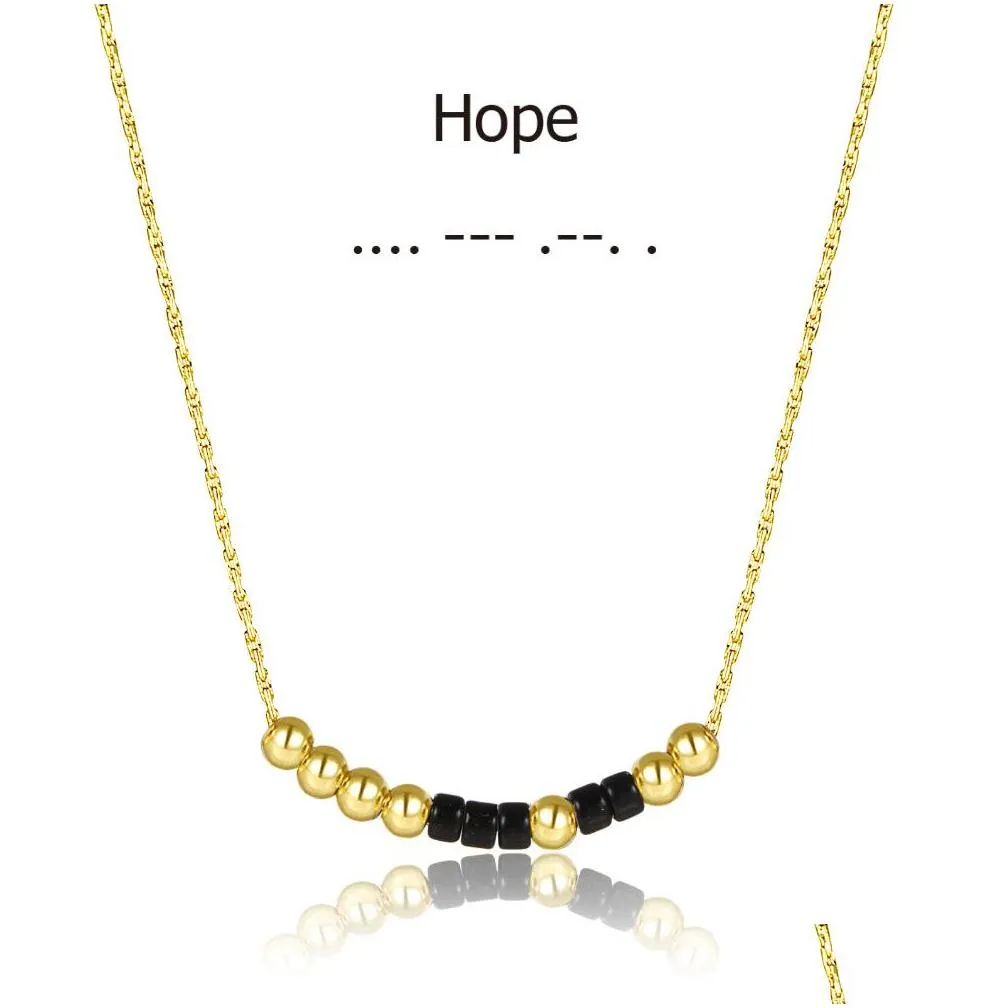 Pendant Necklaces Morse Code Necklace With Card Beads On Silk Mes Friendship Necklaces Inspirational Gifts For Drop Delivery Jewelry N Dh2Hk