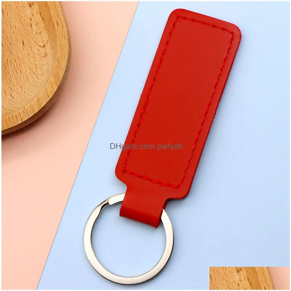 dog collars leashes wholesale 20pcs colorful pu leather keychain tags engraved name gift pendant pet id tag laser engraving blank plate