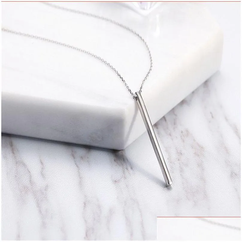 Authentic 925 Sterling Silver Bar Pendant Choker Necklaces New Chic Geometric Necklace Fine Jewelry For Women Collares