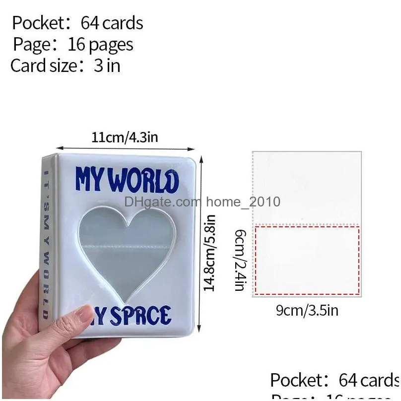 other home decor 64 pockets mini po album heart transparent pocard holder mini po album storage collect book name card album from po
