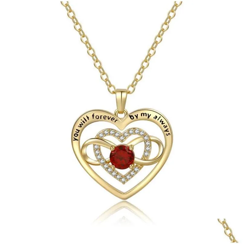 Pendant Necklaces Infinity Heart Pendant Necklace For Women Cubic Zirconia Love Necklaces Mothers Day Jewelry Gift Drop Delivery Jewel Dhbi9