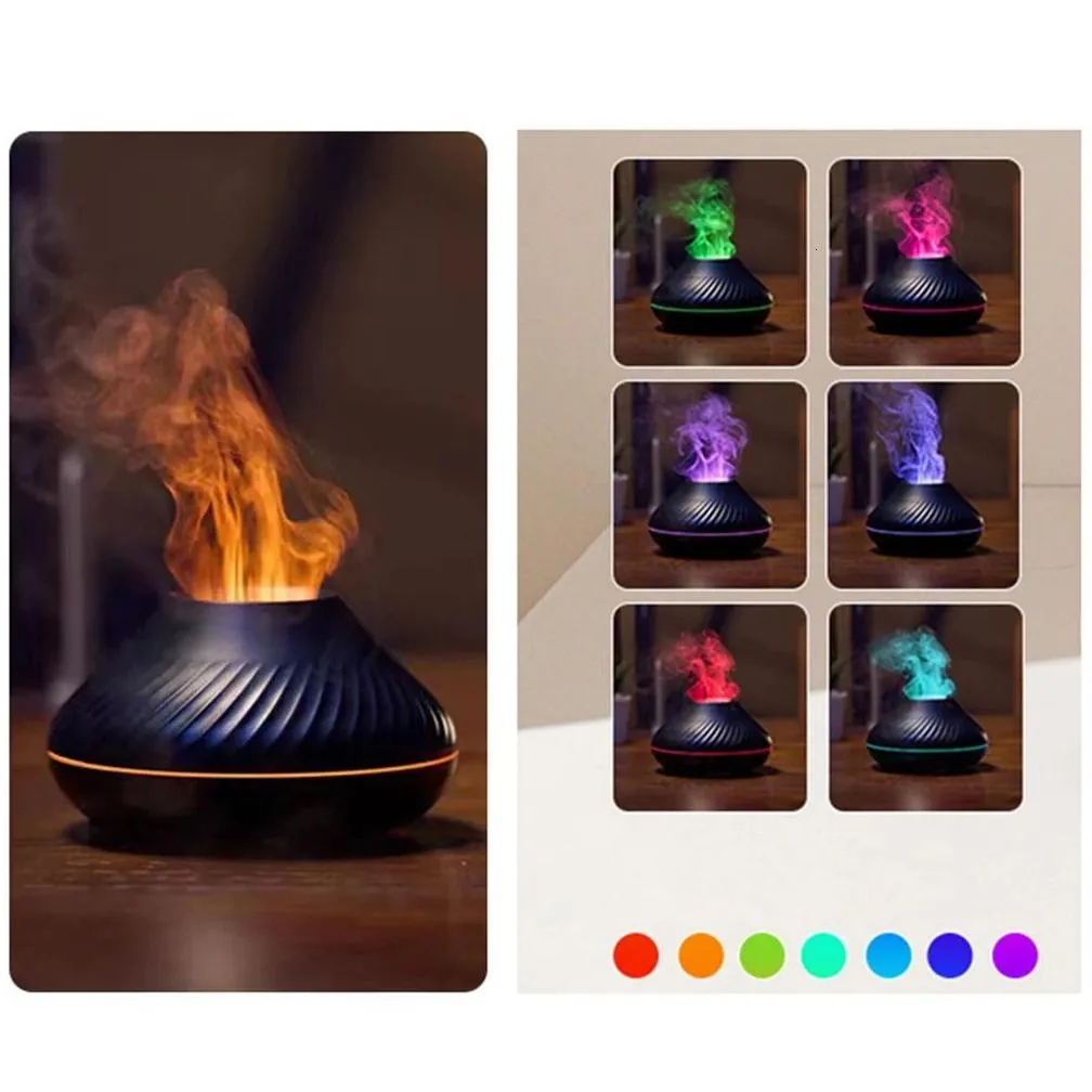Decorative Objects & Figurines Decorative Objects Figurines Volcanic Flame Aroma Diffuser Essential Oil Lamp Use Electric Air Humidifi Othli