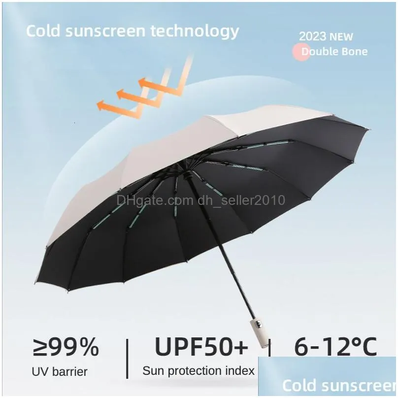 Umbrellas Umbrellas Super Strong Windproof 32 Bone Matic Umbrella Suitable For Mens Double Sunshade On Sunny And Rainy Days Drop Deliv Dhm7T