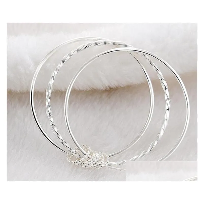 Bangle Round Circle Bangle Bracelets For Women Girls Sier Plated Circles Bracelet Cuff Bangles Fashion Jewelry Drop Delivery Jewelry B Dhgap
