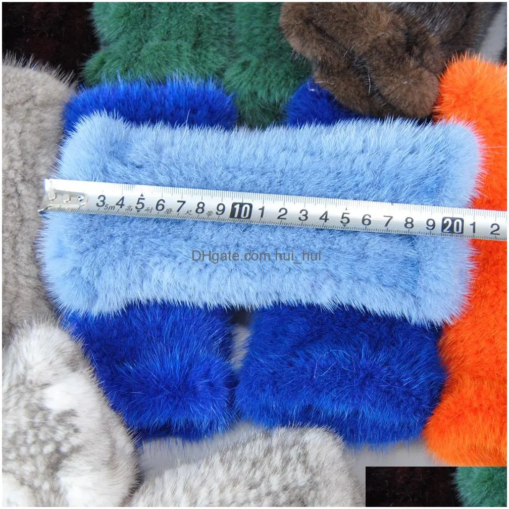 fingerless gloves lady winter real mink fur hand knitted women warm strong elastic mittens 230804