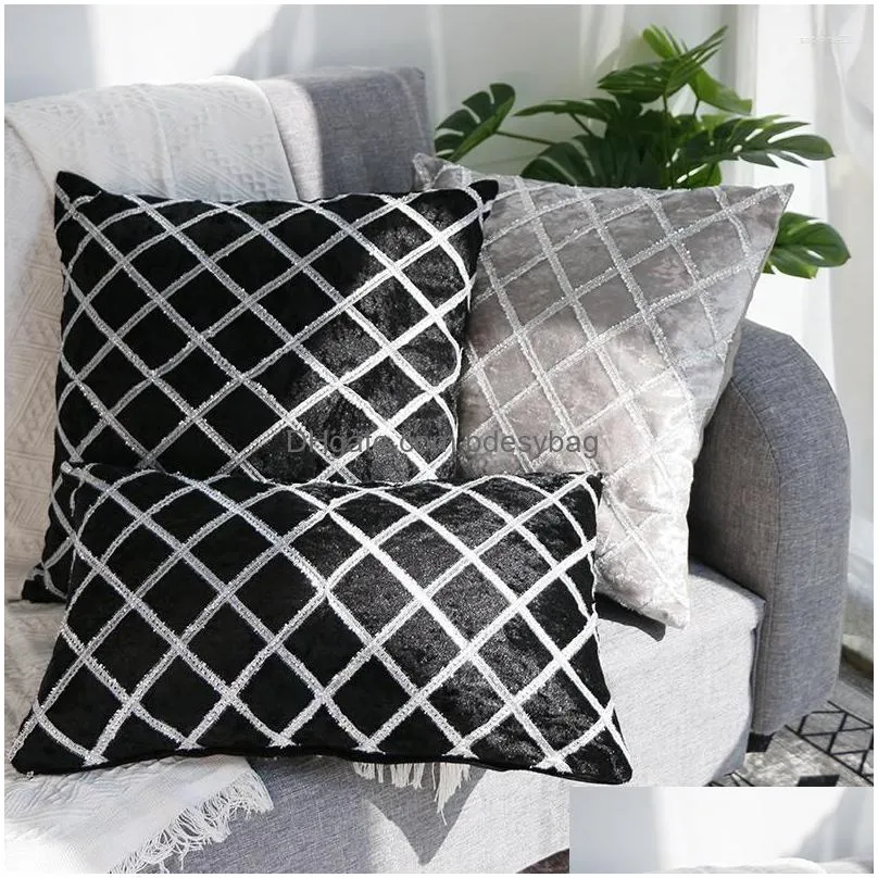 Cushion/Decorative Pillow Pillow Handmade Er Case Ers Home Living Room Decoration Throw White Sofa Nordic Ribbon Embroidery 50X30 45X4 Dhi1L