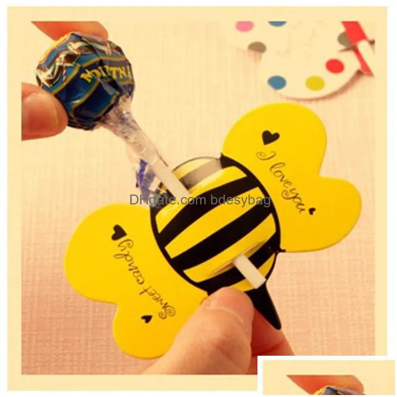 candy lollipop decoration gift cute bees ladybug butterfly design lollipop card lovely props kids birthday party candy decoration