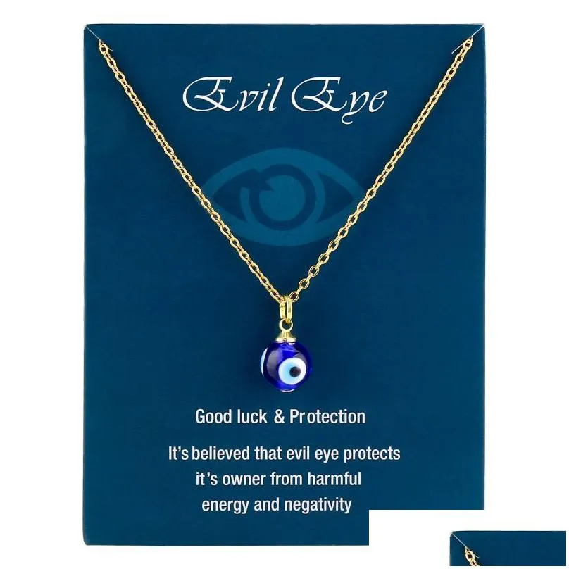 Pendant Necklaces Evil Eye Necklace Stainless Steel Chain With Blue Glass Pendant Necklaces For Women Fashion Jewelry Drop Delivery Je Dhabm