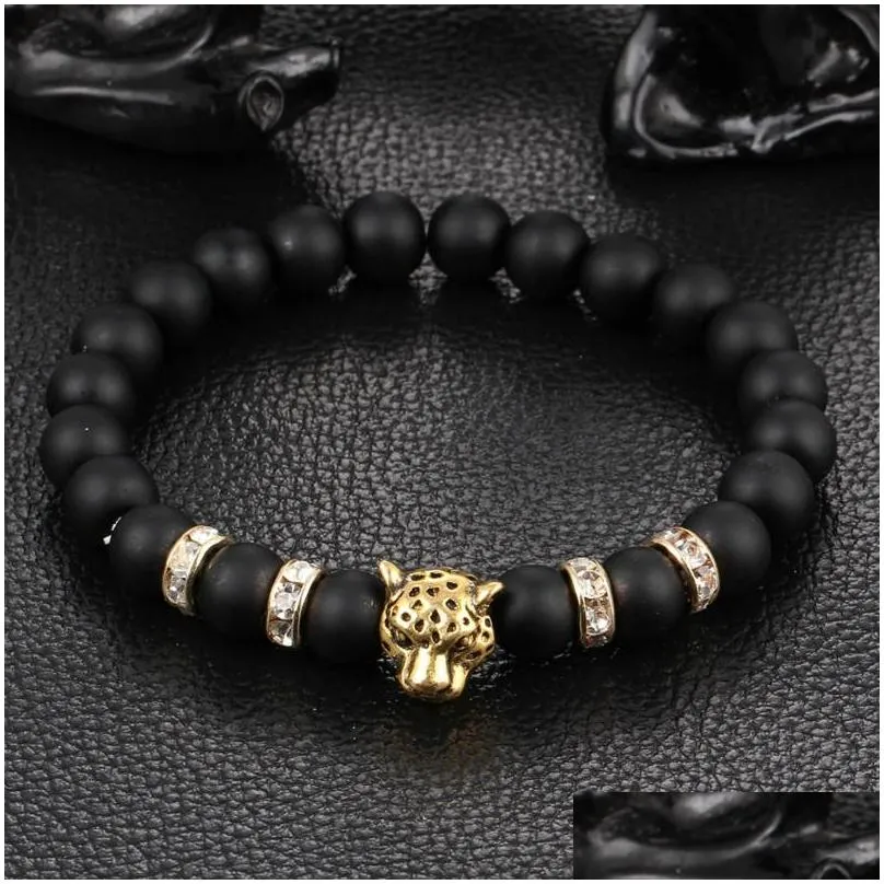 Beaded Black Lava Stones Strands Beaded Bracelets Natural Stone Beads Bracelet Fashion Jewelry Drop Delivery Jewelry Bracelets Dhtdi