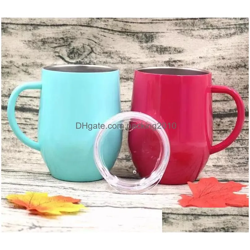 Mugs 12Oz Stainless Steel Stemless Wine Cup Double Wall Vacuum Insated Beer Mug Baseball Fast Glasses Via Drop Delivery Home Garden Ki Otepz