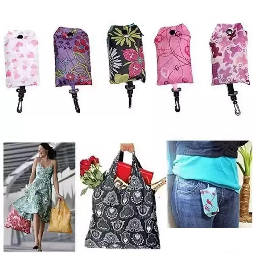 reusable shopping bag pouch nylon foldable eco portable home grocery supermarket shopping tote