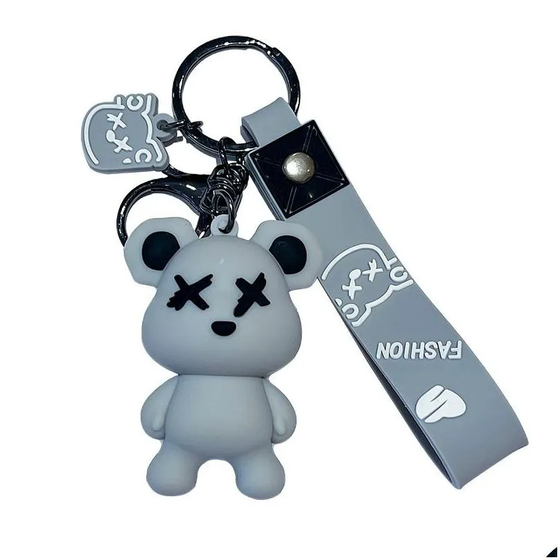 silicone bear keychain finger toys personality simple creative car key ring chain keychains small gift car bag couple jewelry dhs