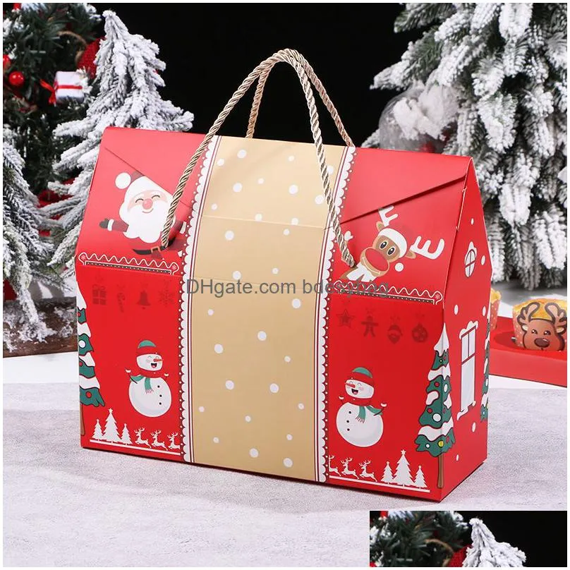 red handle christmas gift box new year party decoration for cookie candy nougat packaging santa claus favor lx5169
