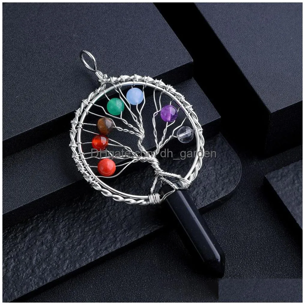 Charms Chakra Tree Of Life Charms Shape Stone Healing Crystal So Pendum For Dowsing Divination Quartz Pendant Drop Delivery Dhgarden Dhjrp