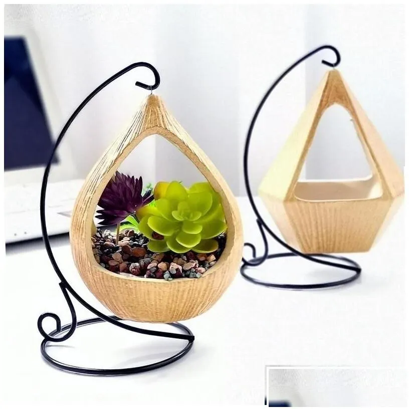 Planters & Pots Quality Hand Made Flower Basket Green Vine Pot Planter Hanging Vase Container Wall Plant For Garden W501 210712 Drop D