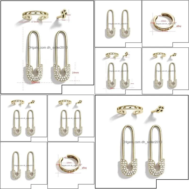 Hoop Huggie Unique Design Imitation Pearl Cz Paperclip Safety Pin Stud Earring For Women Girls Gold Punk Body Piercing Earrings Acce