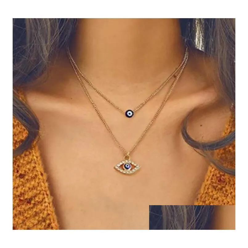 evil eye necklace and hamsa necklaces turkish blue eye hand pendant necklace 3pcs lucky protection jewelry gift for women girls