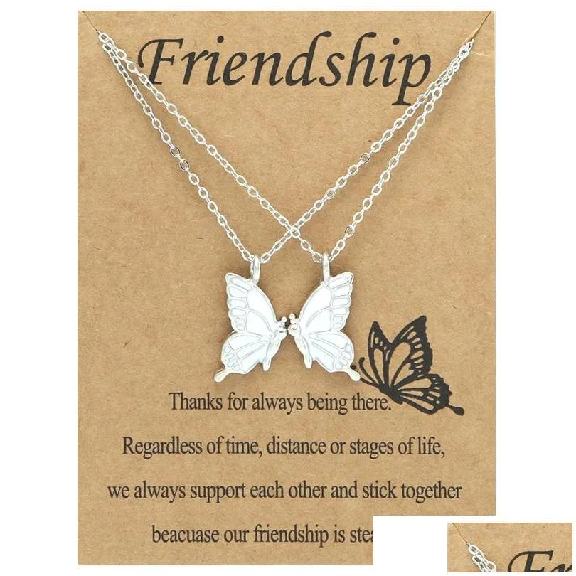 Pendant Necklaces Butterfly Pendant Necklaces With Gift Card Animal Necklace For Women Girls Friendship Fashion Jewelry Drop Delivery Dhre8