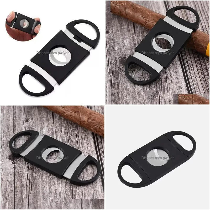 party favor portable cigar cutter plastic blade pocket cutters round tip knife scissors manual stainless steel cigars tools