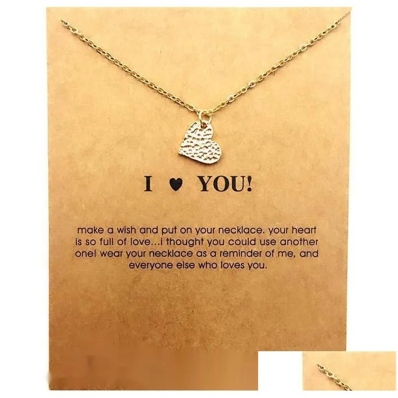 Pendant Necklaces Cute Heart Necklace With Card Love Pendant Necklaces For Women Valentines Day Jewelry Gift Drop Delivery Jewelry Nec Dhf6Q