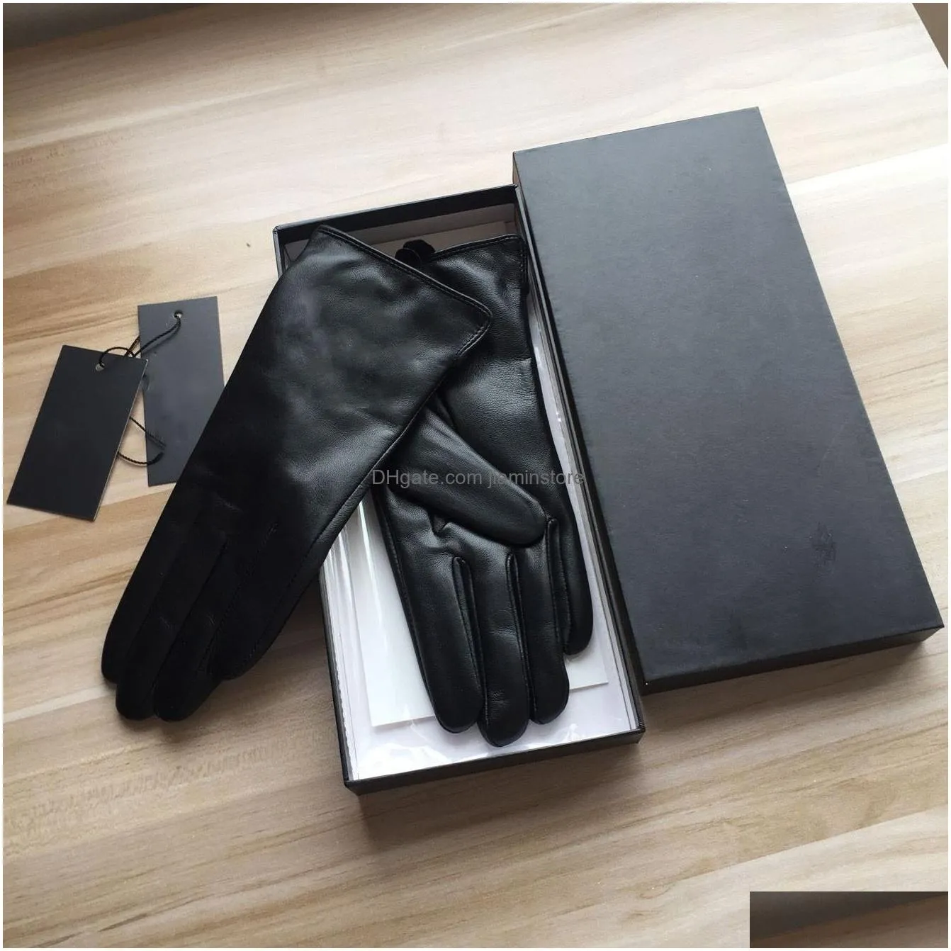 Fingerless Gloves 100% Sheepskin Gloves Inside Classic Brand Womens Warm Lined With Cashmere Rabbit Hair Muzzle Drop Delivery Fashion Dh7Ux